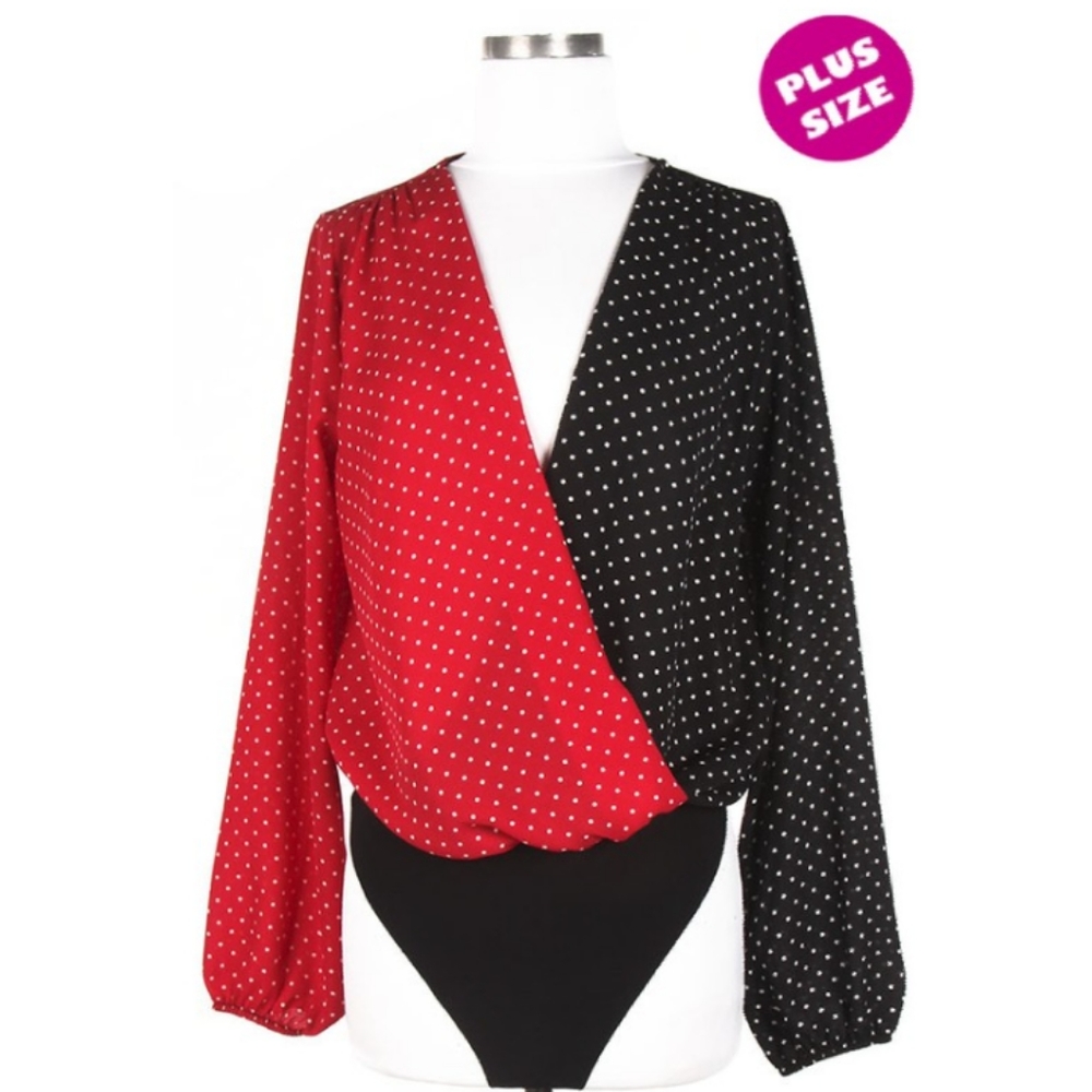 Plus size polka dot bodysuit